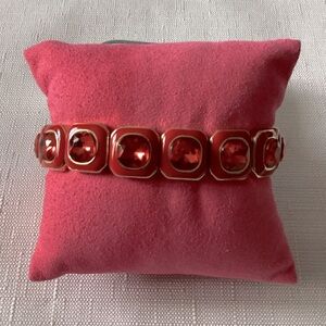 Red Crystal  Gold Tone Stretch Bracelet